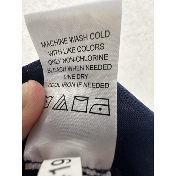 Mud Pie Womens Dress Size Medium Ruffle Neck Navy Blue Leopard Tiered - Picture 8 of 10